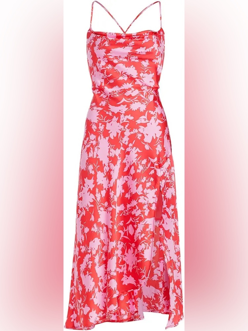 NWT ASTR The Label Gaia Printed Satin Bustier Midi Dress (Small)